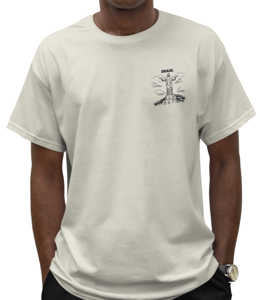 Camiseta Brasil Unisex minimalista – Cristo Redentor y bandera
