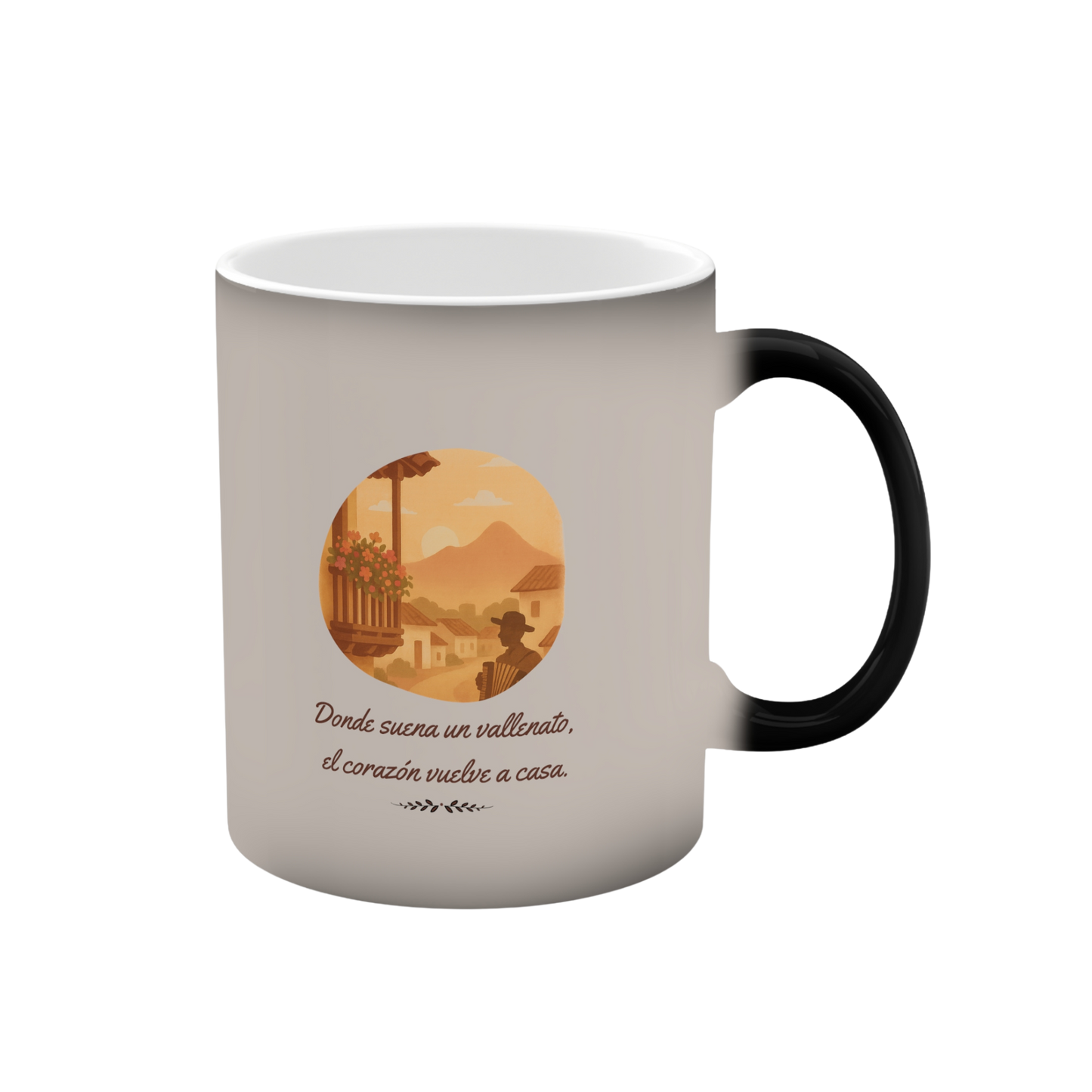 Taza mágica Colombia con diseño de vallenato – cambia de color con bebida caliente