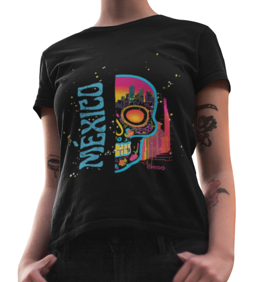 Camiseta unisex México - Chido y urbano (Celeste)